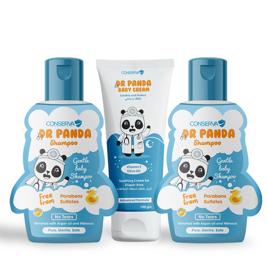 مجموعة 2 شامبو دكتور باندا مع 1 دكتور باندا كريم حفاظ و ترطيب الجلد Bundle of 2 Dr Panda Shampoo & 1 Diaper Cream